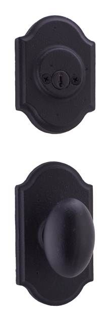 Weslock Durham Castletown Interior Double Cylinder Handleset Trim with Adjustable Latch and Round Corner Strikes Weslock