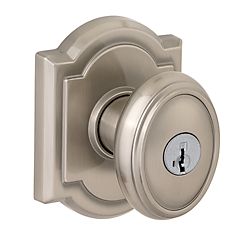 Baldwin Prestige Entry Carnaby Knob with Arch Rose with 6AL Latch; RCS Strike; and Smart Key Baldwin Prestige