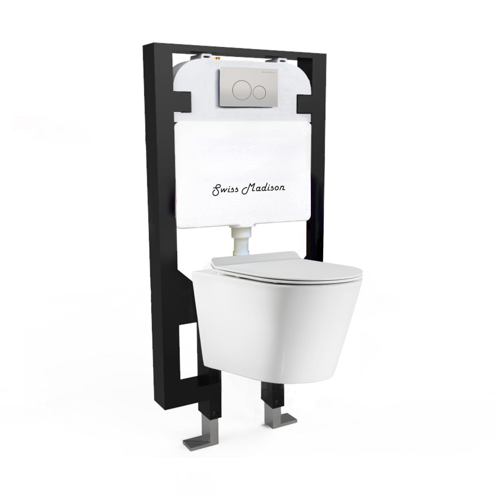 Swiss Madison Swiss Madison Well Made Forever SM-WK465-01C - Calice Wall-Hung Round Toilet Bundle, Glossy White Swiss Madison