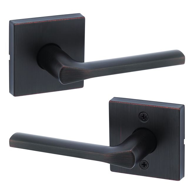 Kwikset Lisbon Lever with Square Rose Passage Door Lock with 6AL Latch and RCS Strike Kwikset