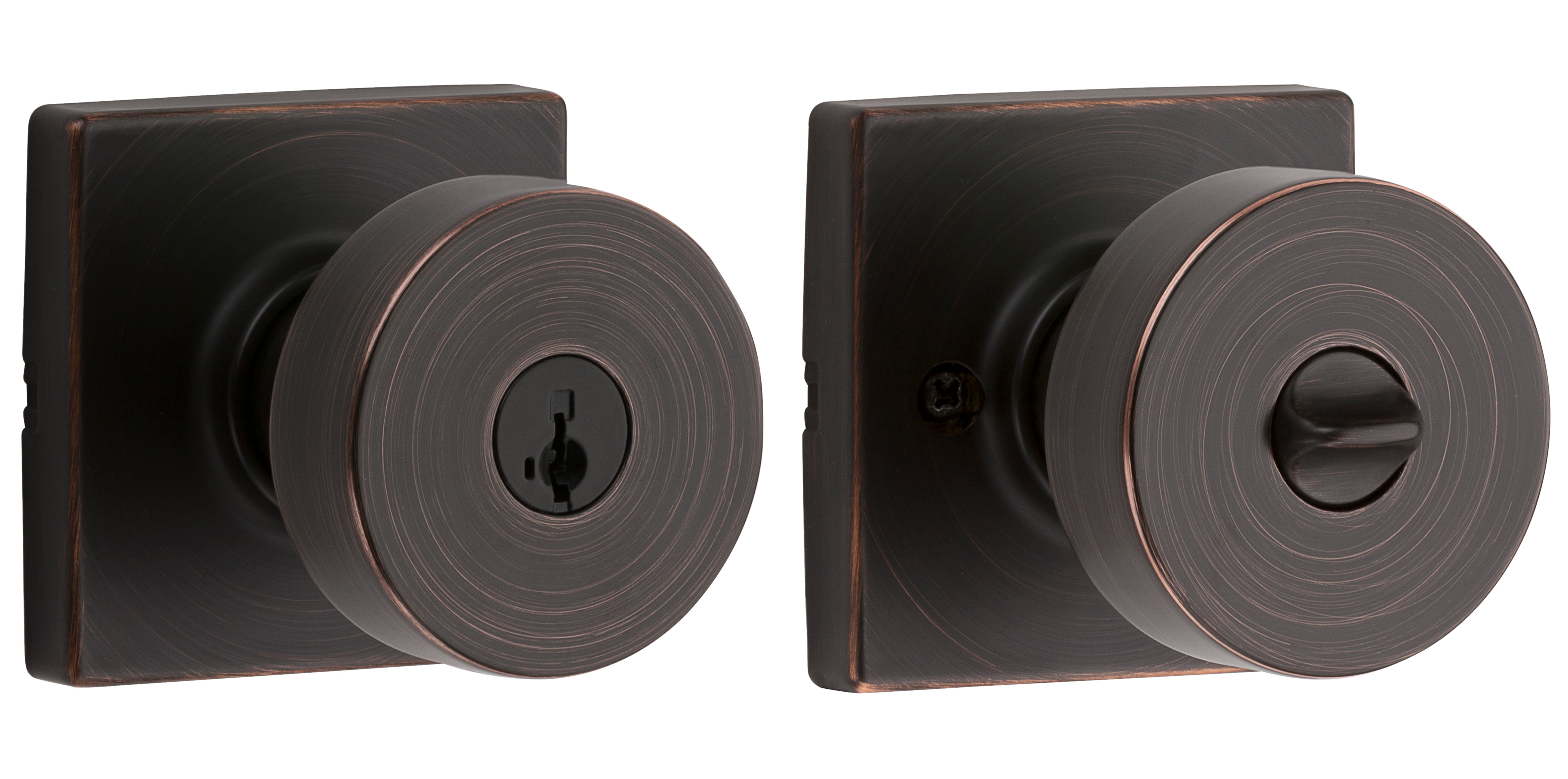 Kwikset Pismo Knob with Square Rose Entry Lock SmartKey with 6AL Latch and RCS Strike Kwikset