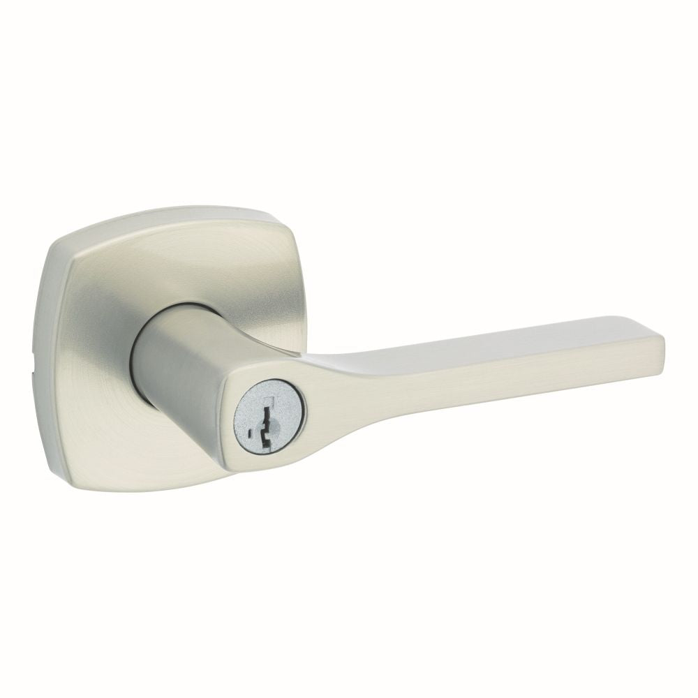 Kwikset Tripoli Lever with Midtown Rose Entry Door Lock SmartKey with 6AL Latch and RCS Strike Kwikset