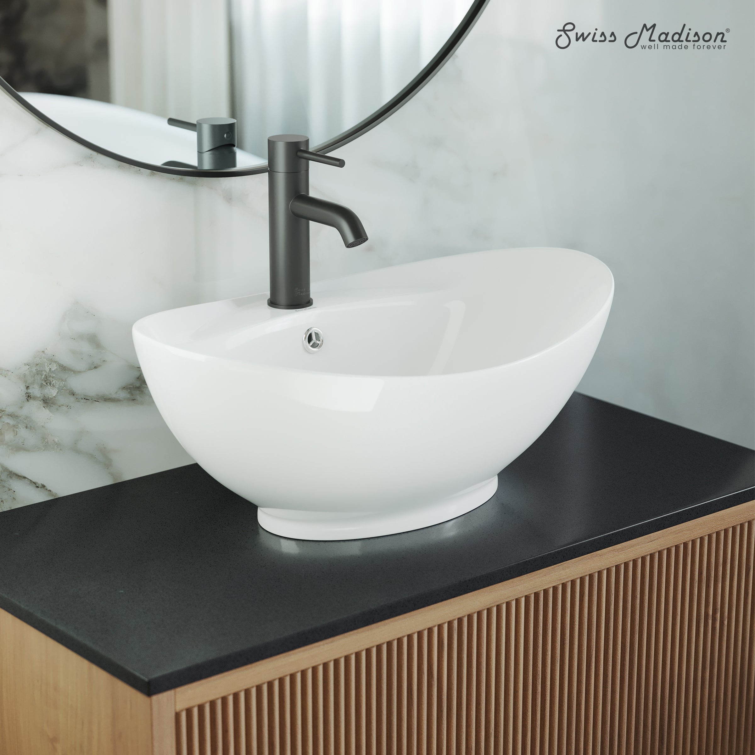 Swiss Madison Ivy 23 Oval Ceramic Vessel Sink