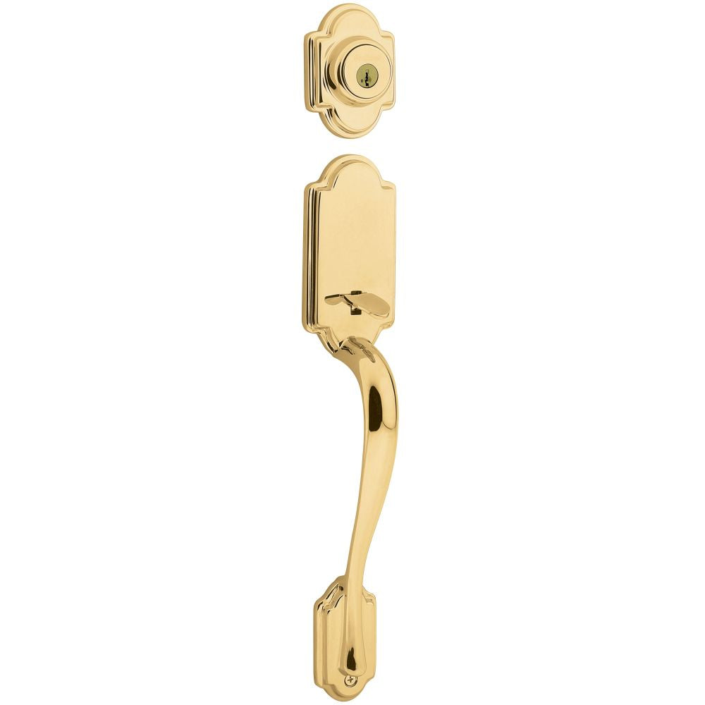 Kwikset Arlington Single Cylinder Exterior Handleset SmartKey with 6AL Latch and STRKP Strike Pack which includes Square Corner; Round Corner and 5303 Round Corner Full Lip Strikes Kwikset