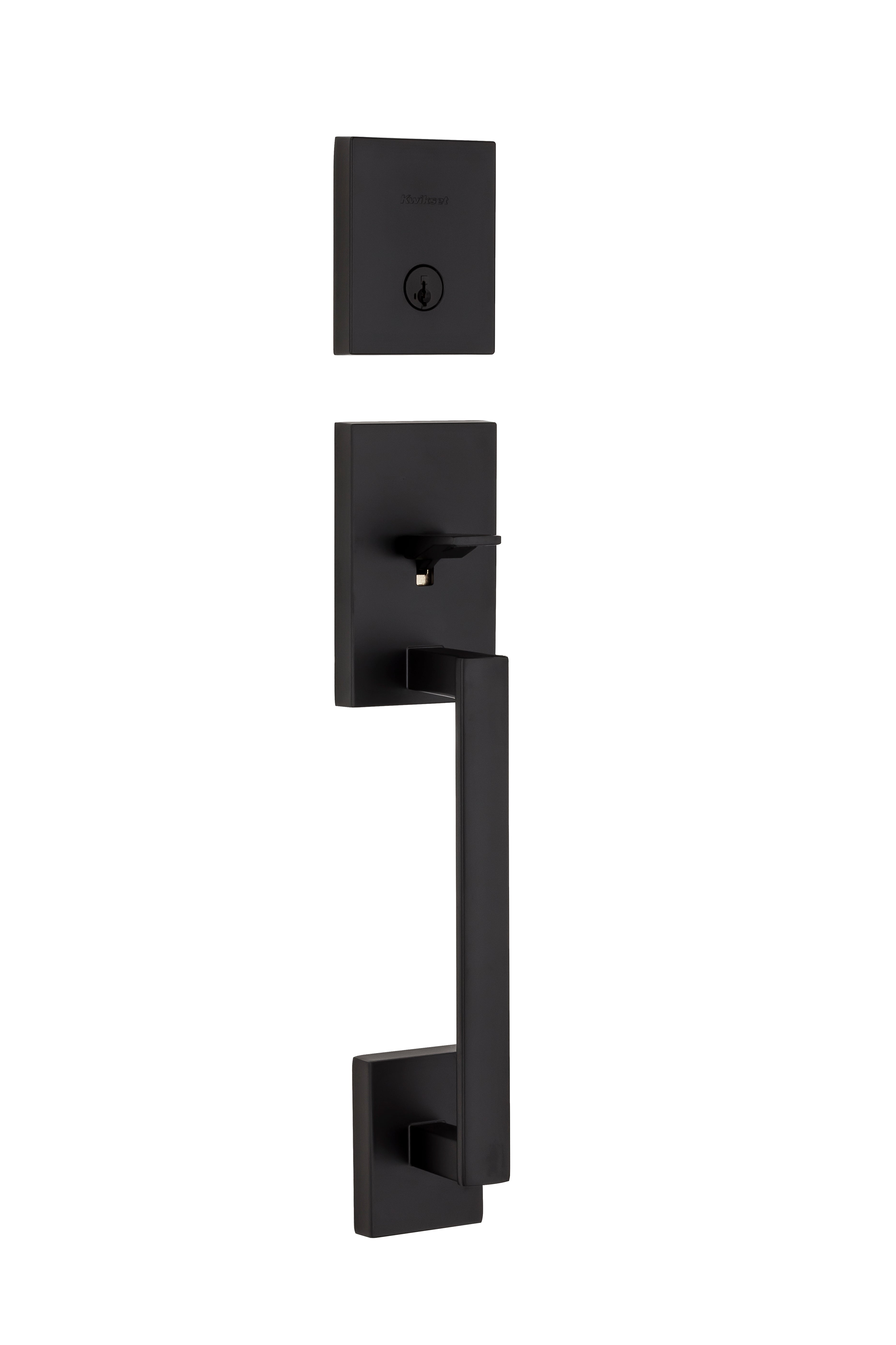 Kwikset San Clemente Single Cylinder Exterior Handleset with SmartKey with 6AL Latch and STRKP Strike Pack which includes Square Corner; Round Corner and 5303 Round Corner Full Lip Strikes Kwikset
