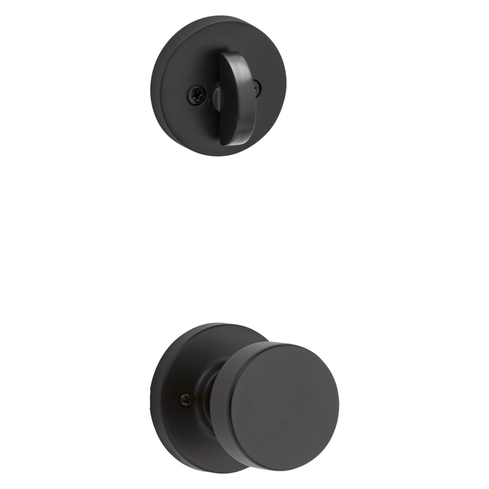Kwikset Pismo Knob with Round Rose Interior Single Cylinder Handleset Trim for Both 800 and 687 Series Handlesets