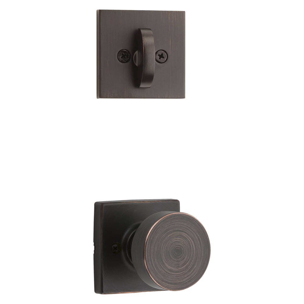 Kwikset Pismo Knob with Square Rose Interior Single Cylinder Handleset Trim for Both 800 and 687 Series Handlesets Kwikset