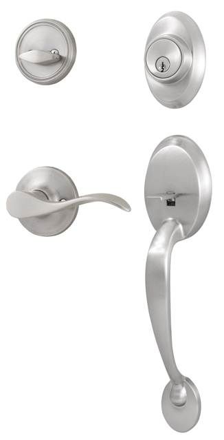 Weslock Hillcrest Single Cylinder Handleset with New Haven Trim with Adjustable Latch and Round Corner Strikes Weslock