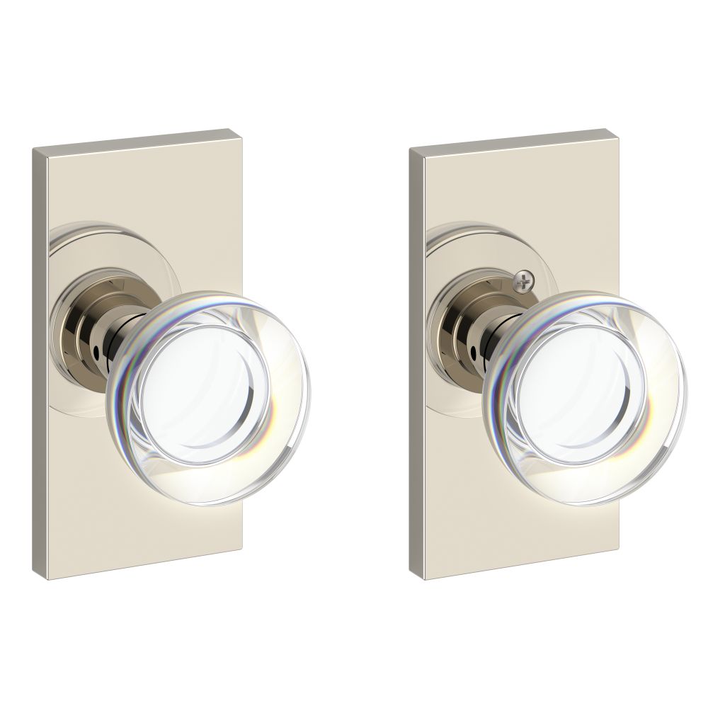 Baldwin Reserve Passage Contemporary Crystal Knob with Contemporary 5" Rose with 6AL Latch and Dual Strike Baldwin Reserve