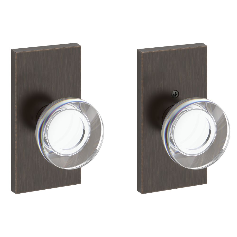 Baldwin Reserve Passage Contemporary Crystal Knob with Contemporary 5" Rose with 6AL Latch and Dual Strike Baldwin Reserve
