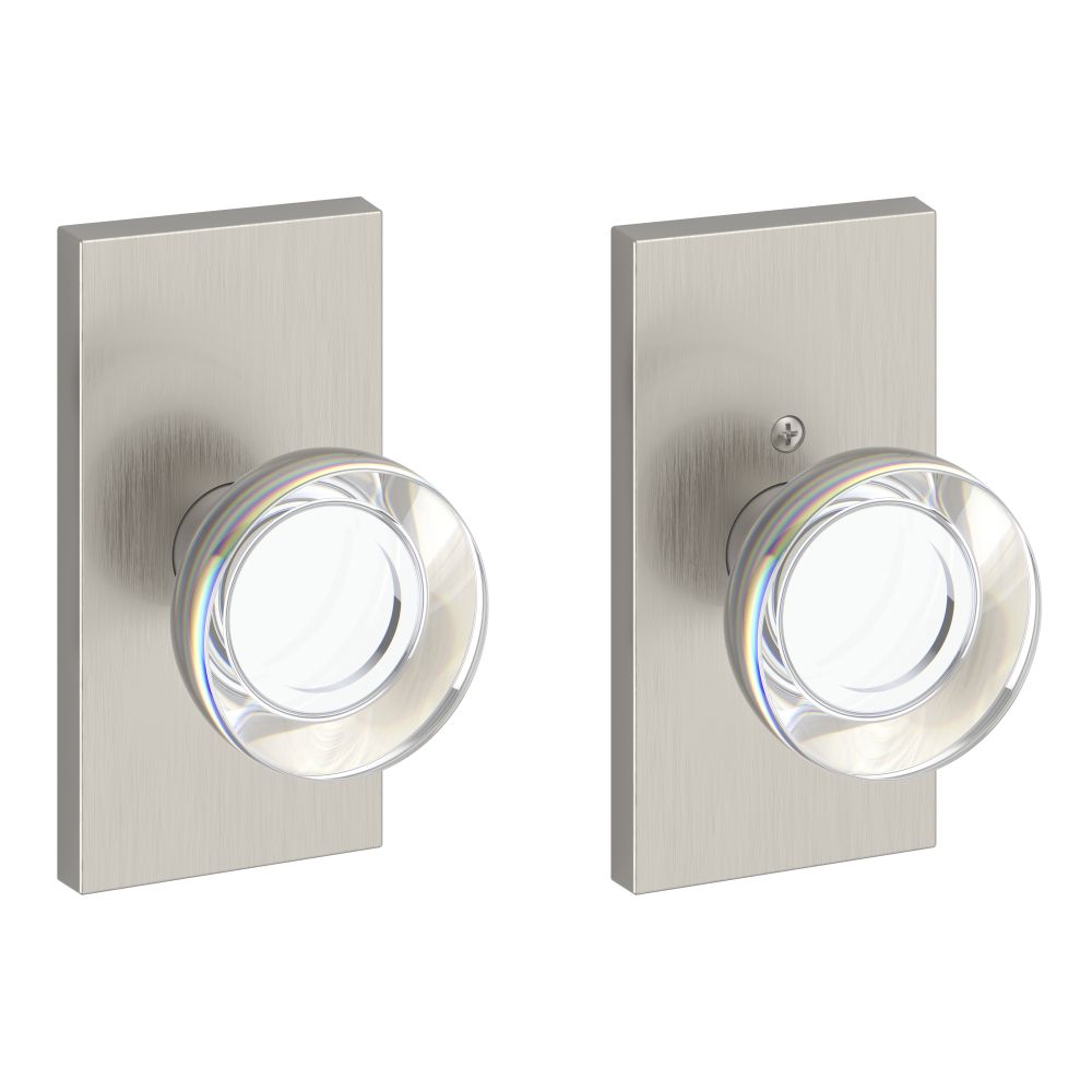 Baldwin Reserve Passage Contemporary Crystal Knob with Contemporary 5" Rose with 6AL Latch and Dual Strike Baldwin Reserve