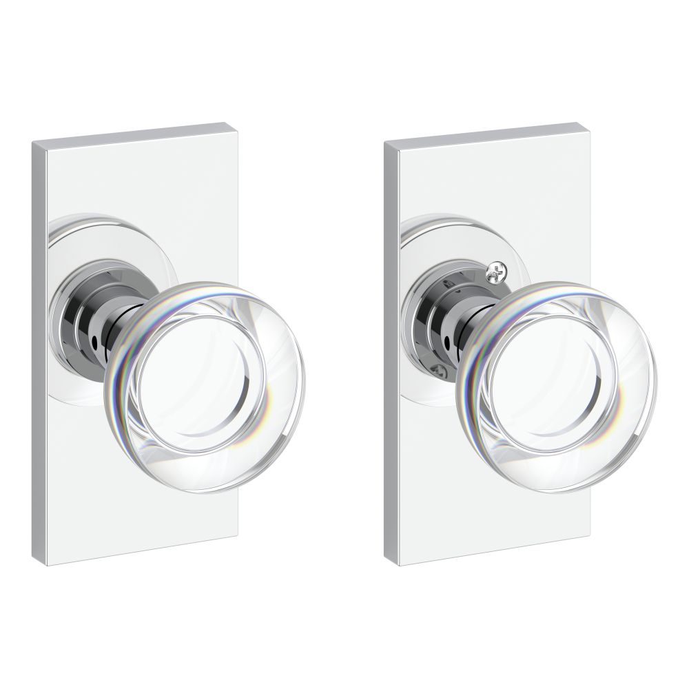 Baldwin Reserve Passage Contemporary Crystal Knob with Contemporary 5" Rose with 6AL Latch and Dual Strike Baldwin Reserve