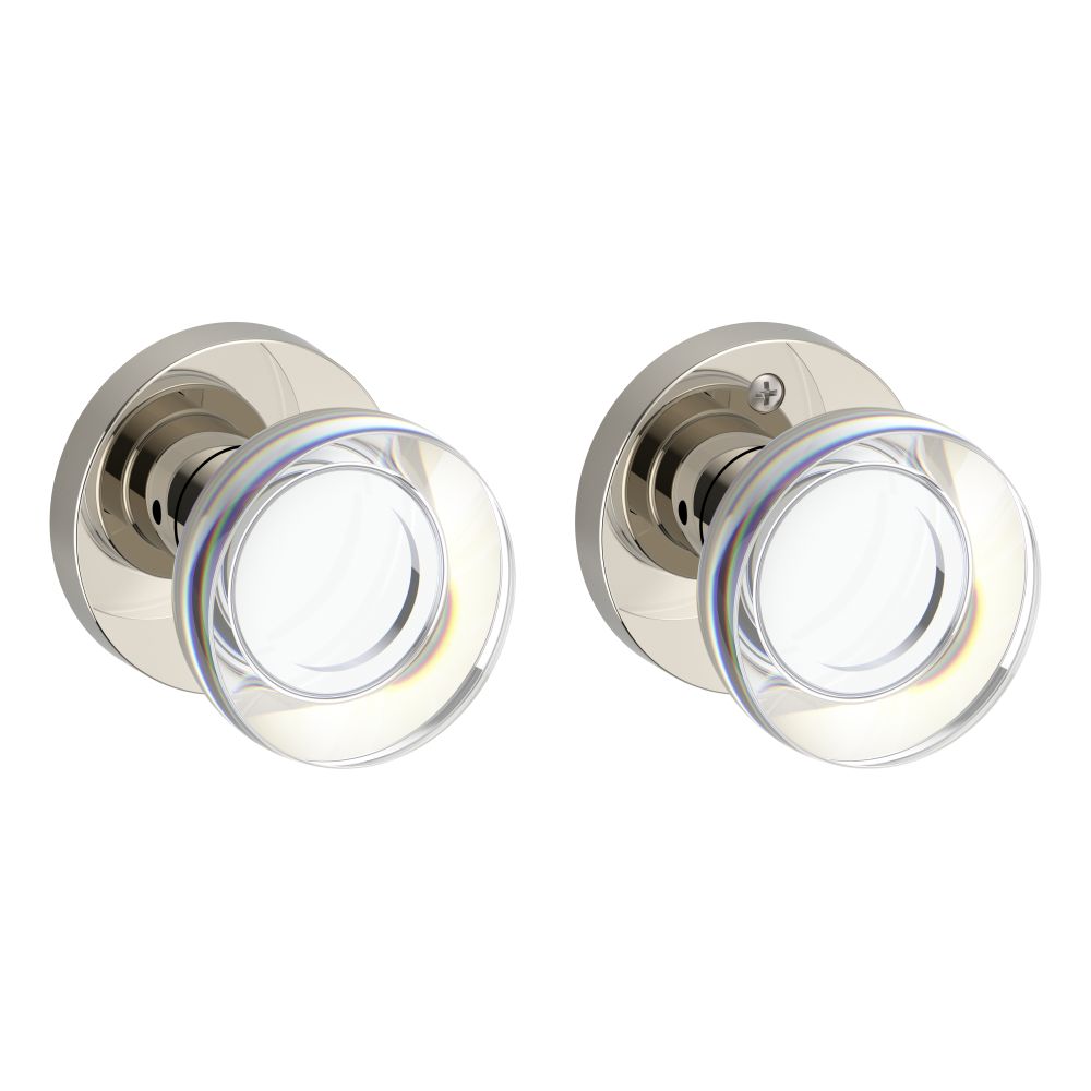 Baldwin Reserve Passage Contemporary Crystal Knob with Contemporary Round Rose with 6AL Latch and Dual Strike Baldwin Reserve
