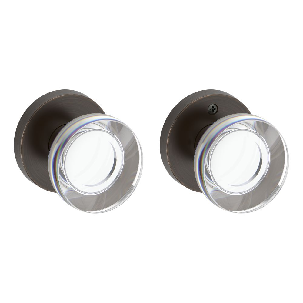 Baldwin Reserve Passage Contemporary Crystal Knob with Contemporary Round Rose with 6AL Latch and Dual Strike Baldwin Reserve