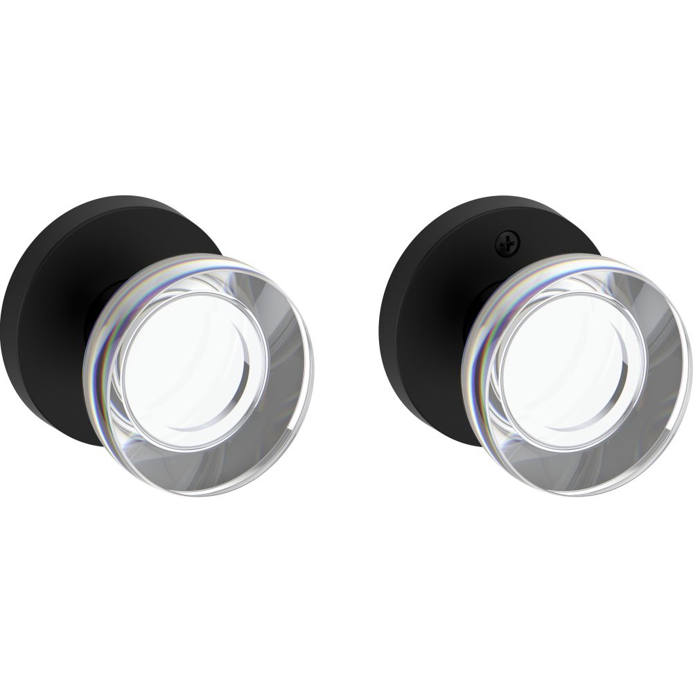 Baldwin Reserve Passage Contemporary Crystal Knob with Contemporary Round Rose with 6AL Latch and Dual Strike Baldwin Reserve