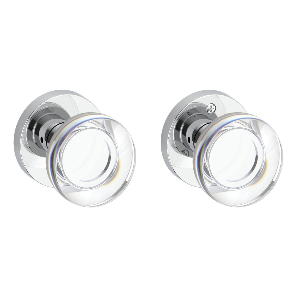 Baldwin Reserve Passage Contemporary Crystal Knob with Contemporary Round Rose with 6AL Latch and Dual Strike Baldwin Reserve
