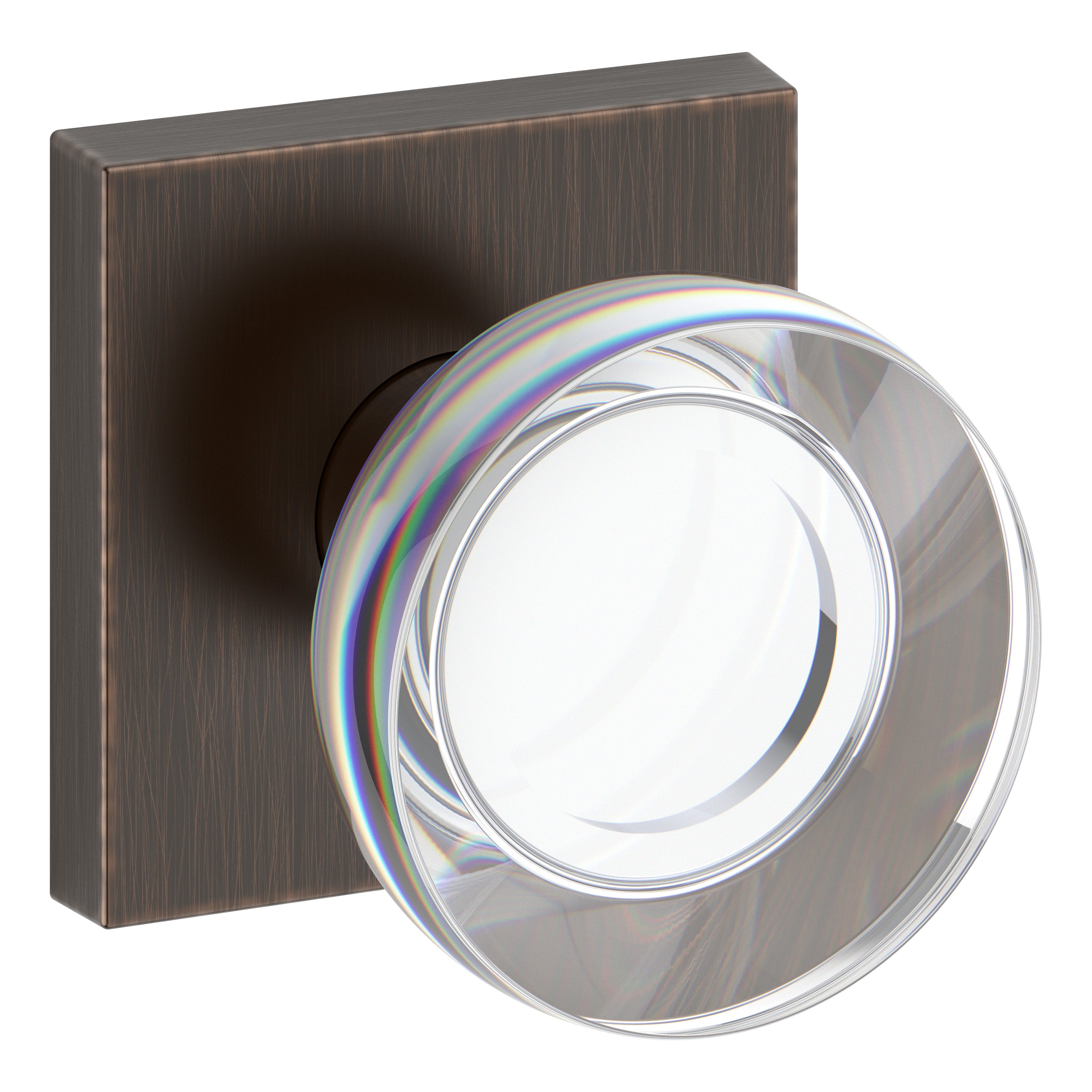Baldwin Reserve Passage Contemporary Crystal Knob with Contemporary Square Rose with 6AL Latch and Dual Strike Baldwin Reserve
