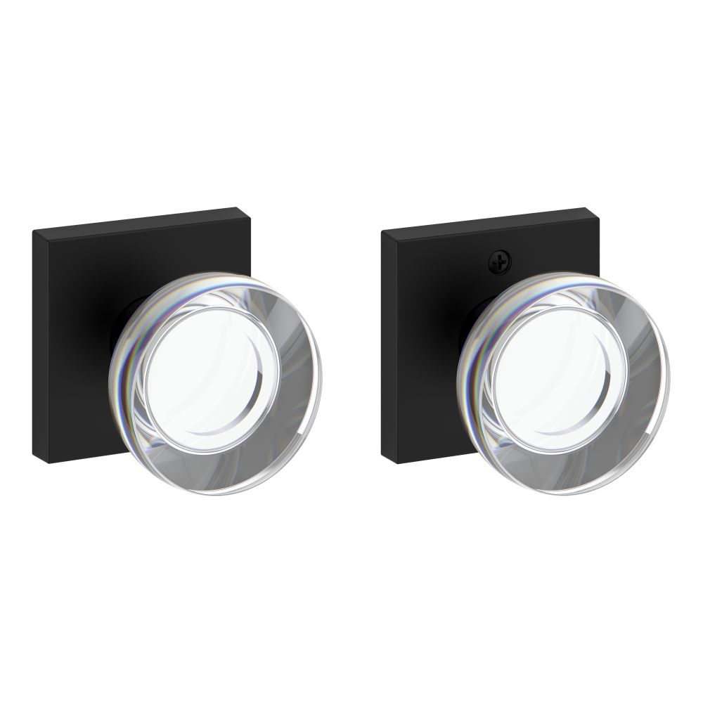 Baldwin Reserve Passage Contemporary Crystal Knob with Contemporary Square Rose with 6AL Latch and Dual Strike Baldwin Reserve