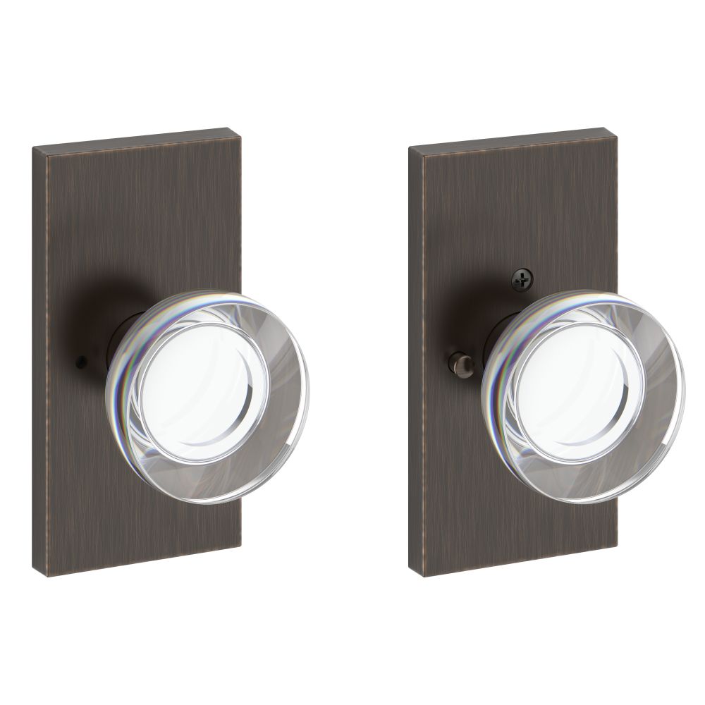Baldwin Reserve Privacy Contemporary Crystal Knob and Contemporary 5" Rose with 6AL Latch and Dual Strike Baldwin Reserve