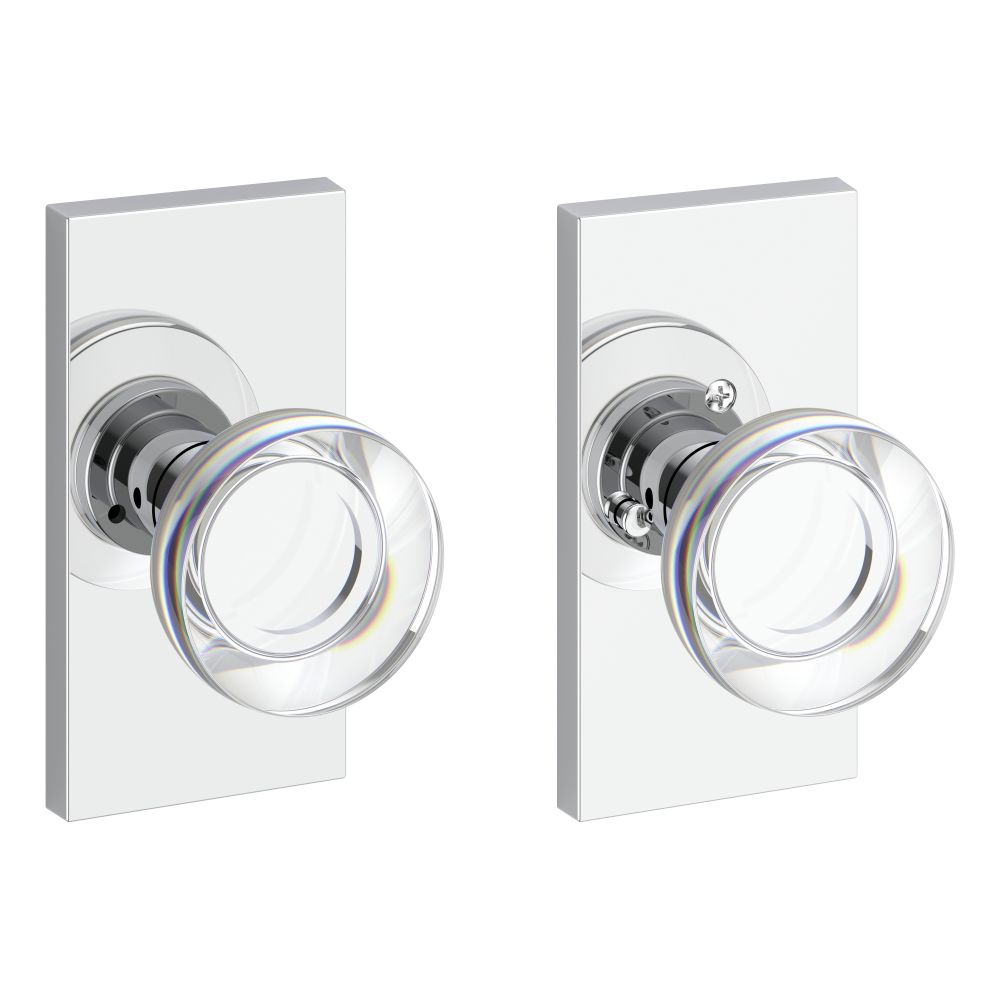 Baldwin Reserve Privacy Contemporary Crystal Knob and Contemporary 5" Rose with 6AL Latch and Dual Strike Baldwin Reserve