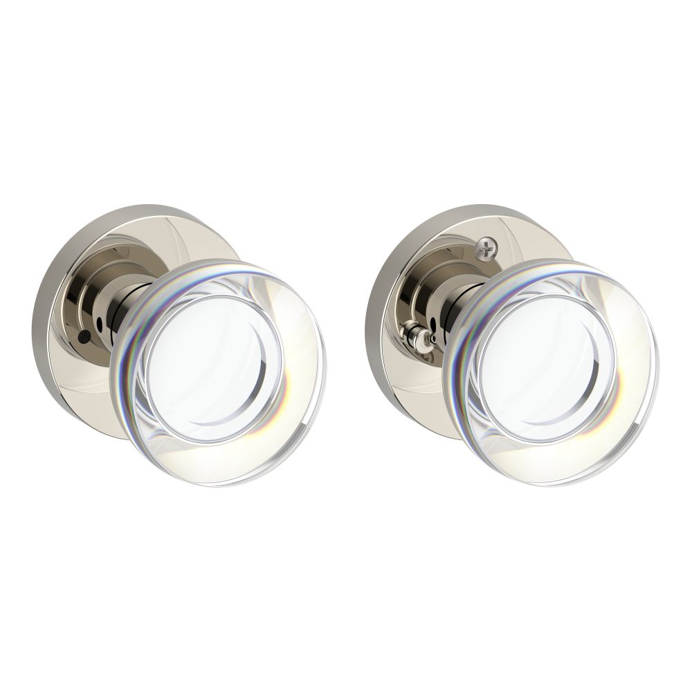 Baldwin Reserve Privacy Contemporary Crystal Knob and Contemporary Round Rose with 6AL Latch and Dual Strike Baldwin Reserve
