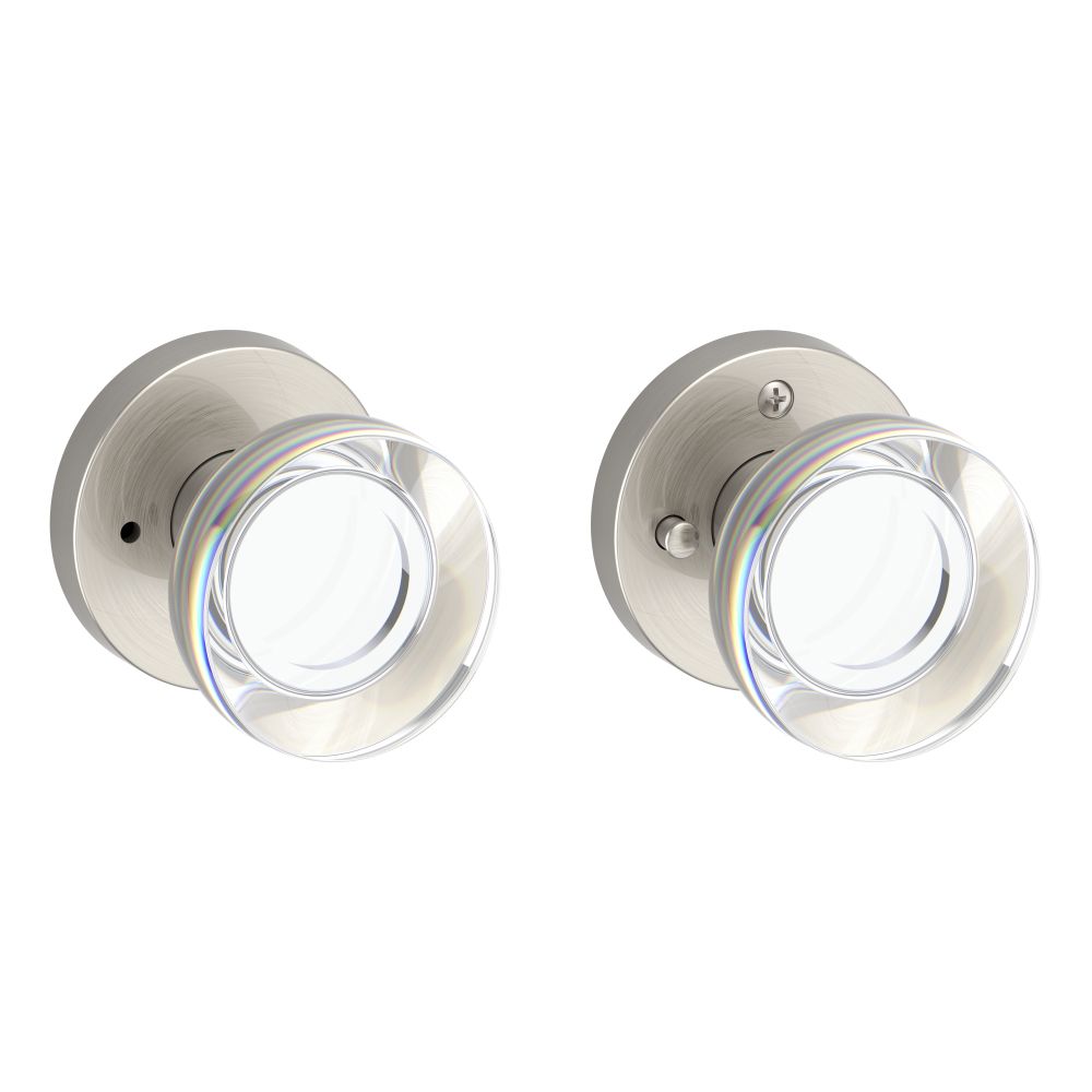 Baldwin Reserve Privacy Contemporary Crystal Knob and Contemporary Round Rose with 6AL Latch and Dual Strike Baldwin Reserve