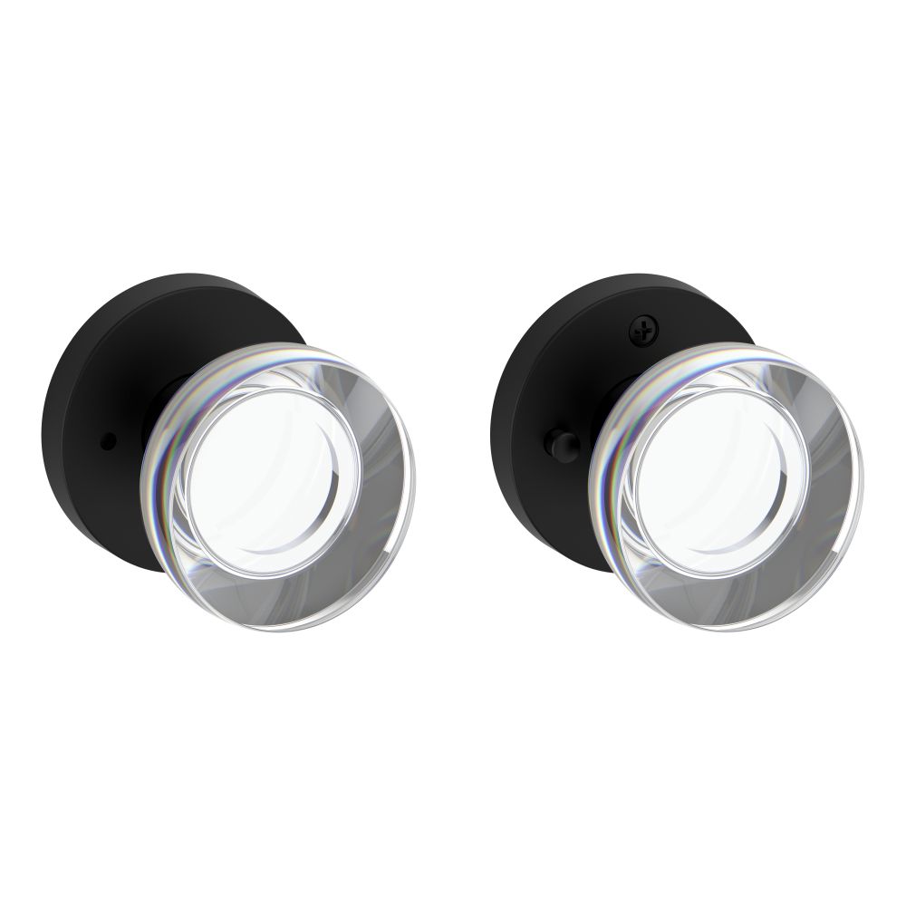 Baldwin Reserve Privacy Contemporary Crystal Knob and Contemporary Round Rose with 6AL Latch and Dual Strike Baldwin Reserve