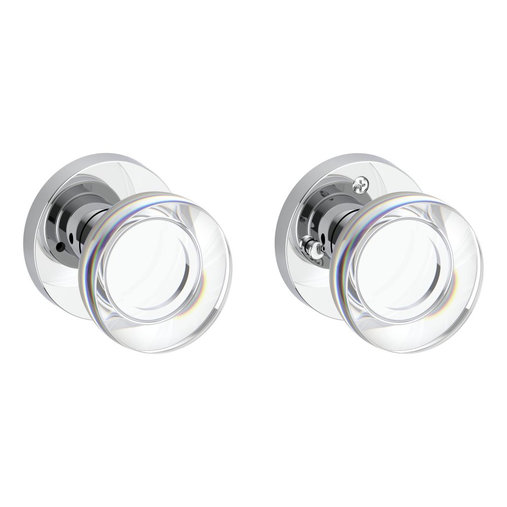 Baldwin Reserve Privacy Contemporary Crystal Knob and Contemporary Round Rose with 6AL Latch and Dual Strike Baldwin Reserve