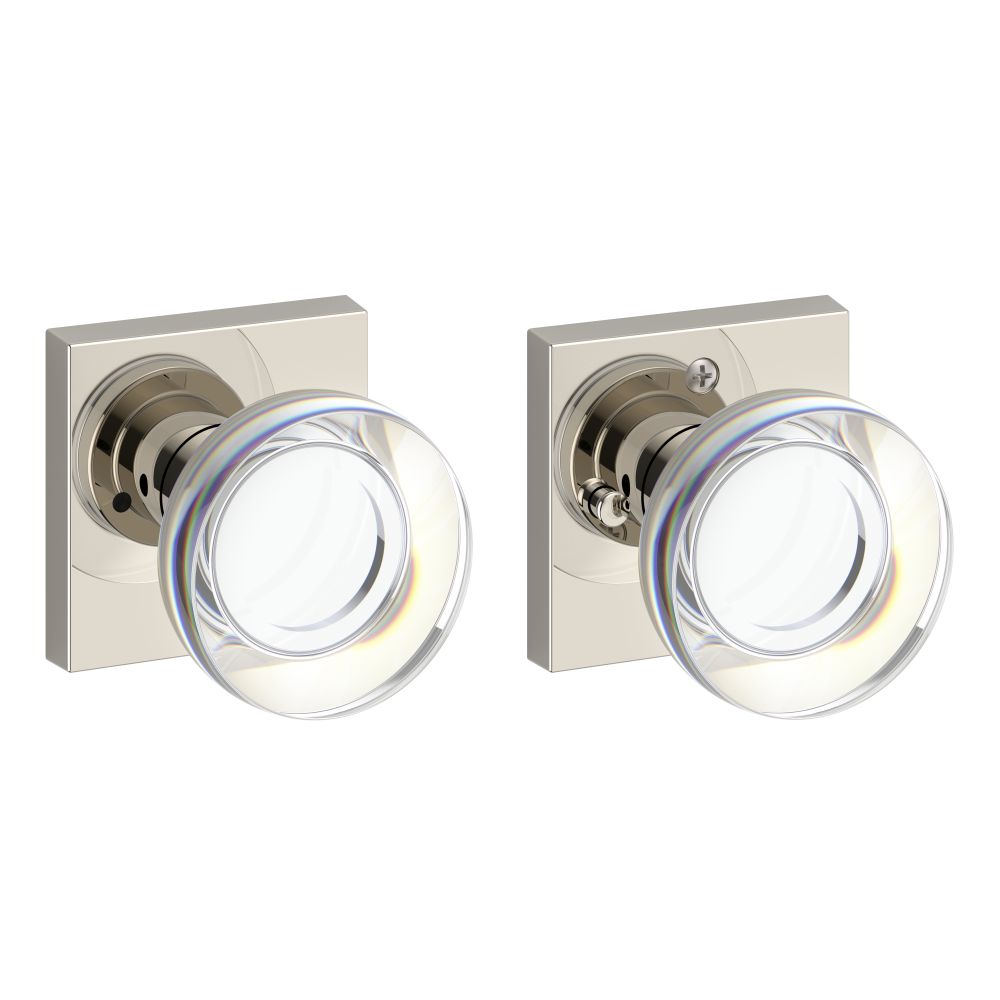Baldwin Reserve Privacy Contemporary Crystal Knob and Contemporary Square Rose with 6AL Latch and Dual Strike Baldwin Reserve