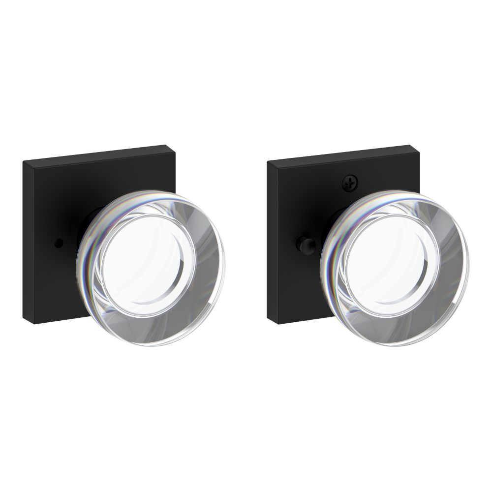Baldwin Reserve Privacy Contemporary Crystal Knob and Contemporary Square Rose with 6AL Latch and Dual Strike Baldwin Reserve
