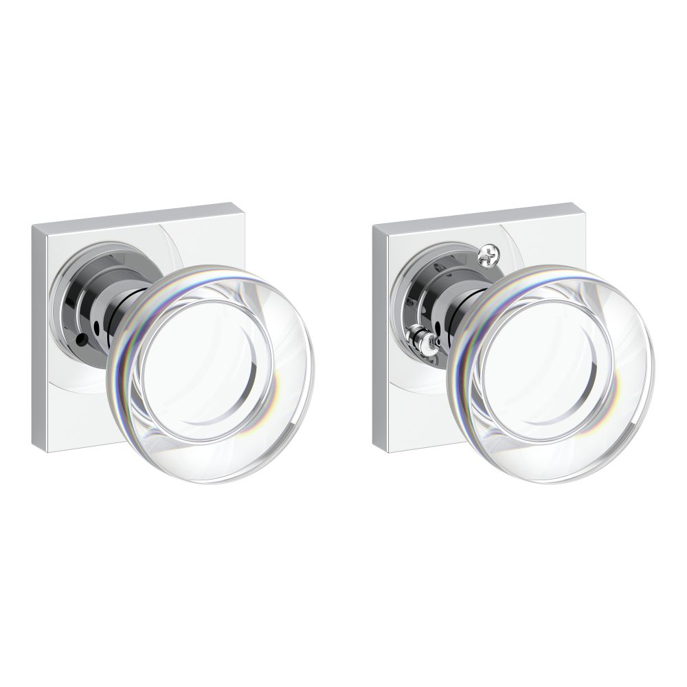 Baldwin Reserve Privacy Contemporary Crystal Knob and Contemporary Square Rose with 6AL Latch and Dual Strike Baldwin Reserve