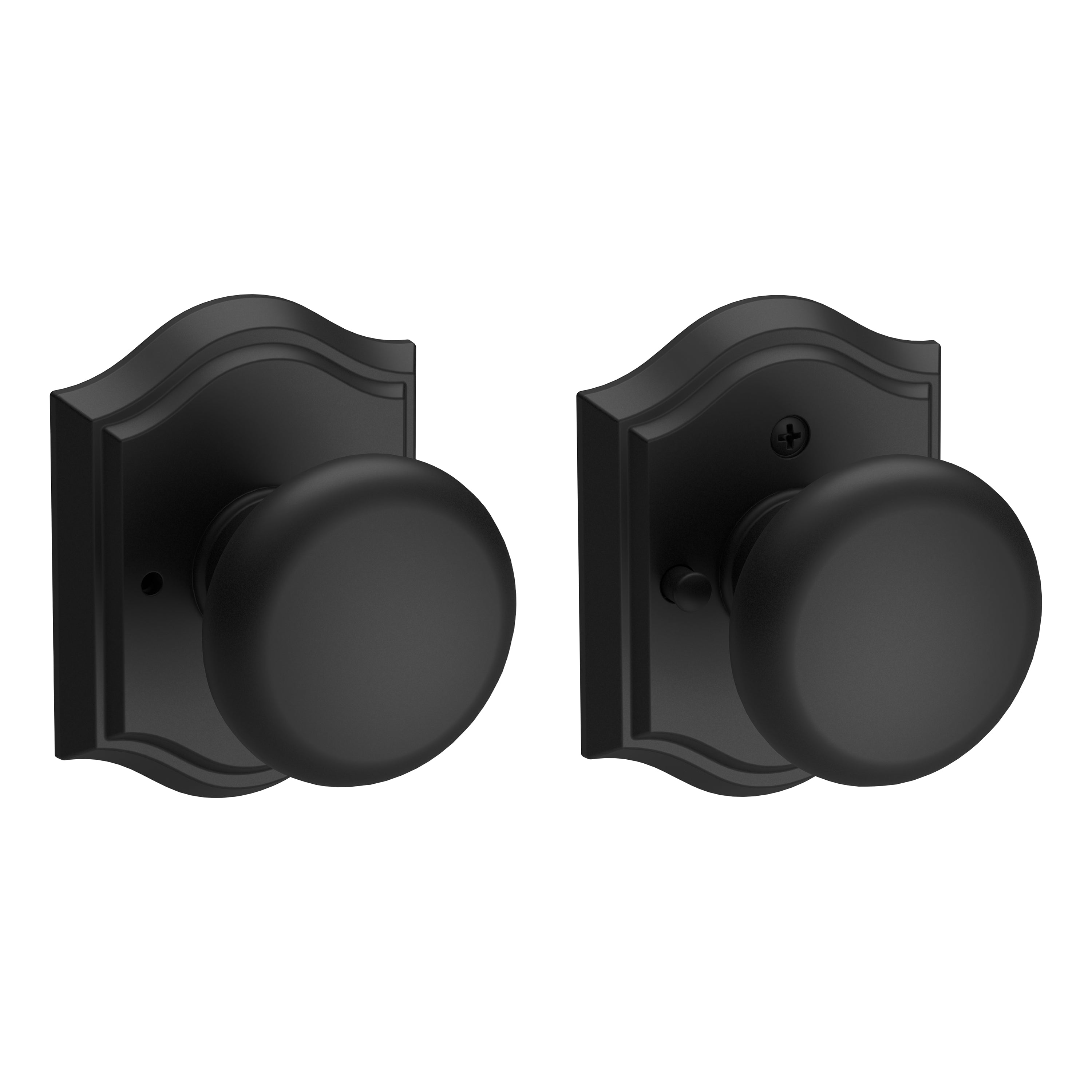 Baldwin Reserve Privacy Round Knob and Traditional Arch Rose with 6AL Latch and Dual Strike Baldwin Reserve