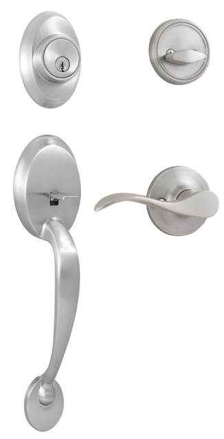 Weslock Hillcrest Single Cylinder Handleset with New Haven Trim with Adjustable Latch and Round Corner Strikes Weslock