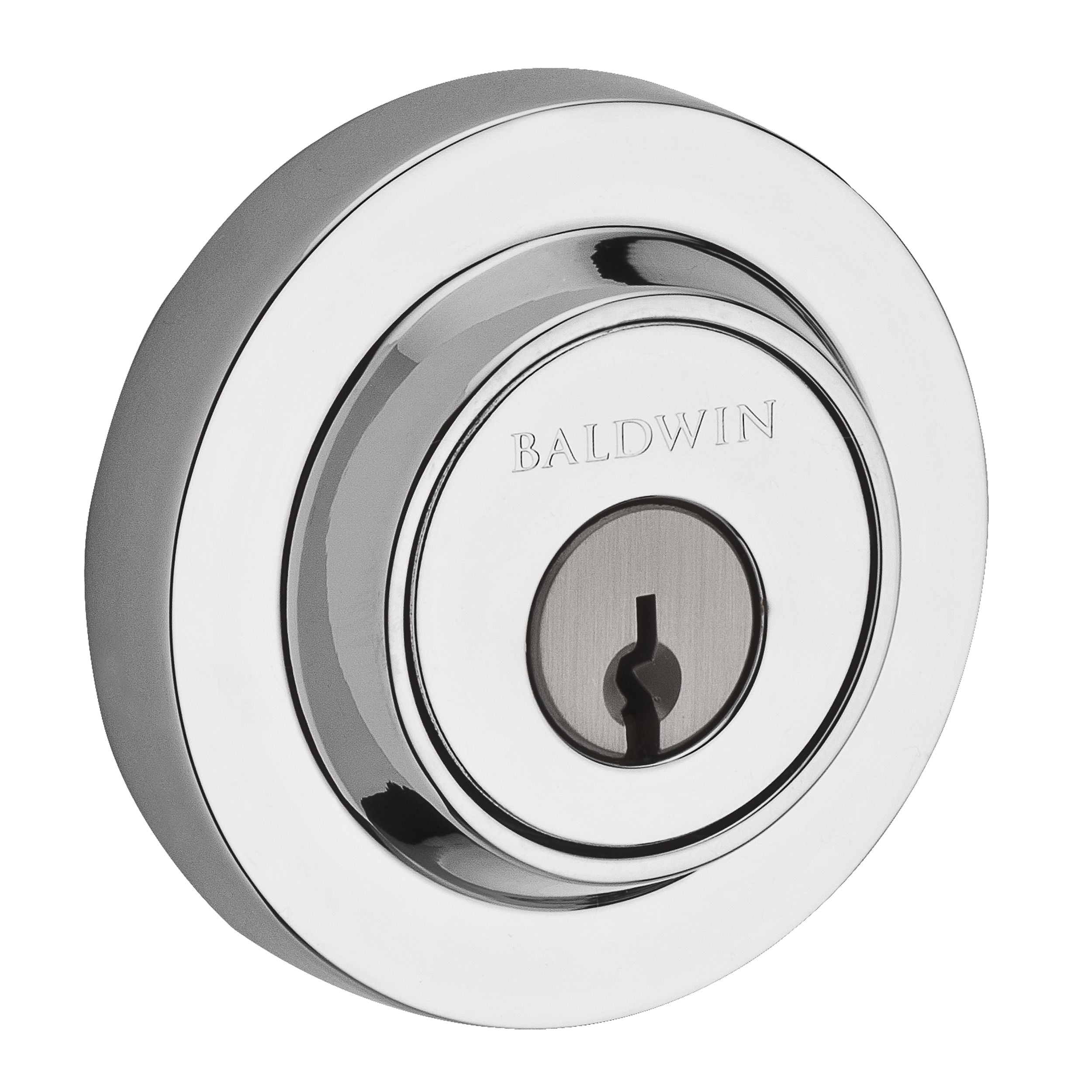 Baldwin Reserve Single Cylinder Contemporary Round Deadbolt with 6AL Latch; Dual Strike; and SmartKey Baldwin Reserve