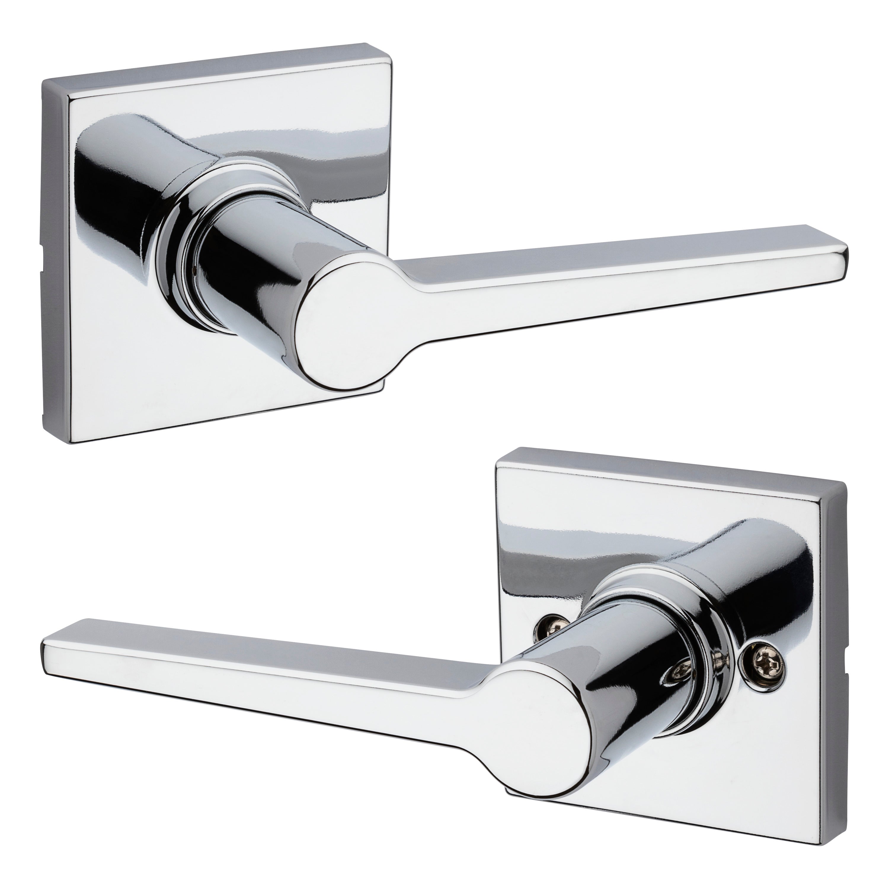 Safelock Daylon Lever with Square Rose Passage Lock with RCAL Latch and RCS Strike Kwikset