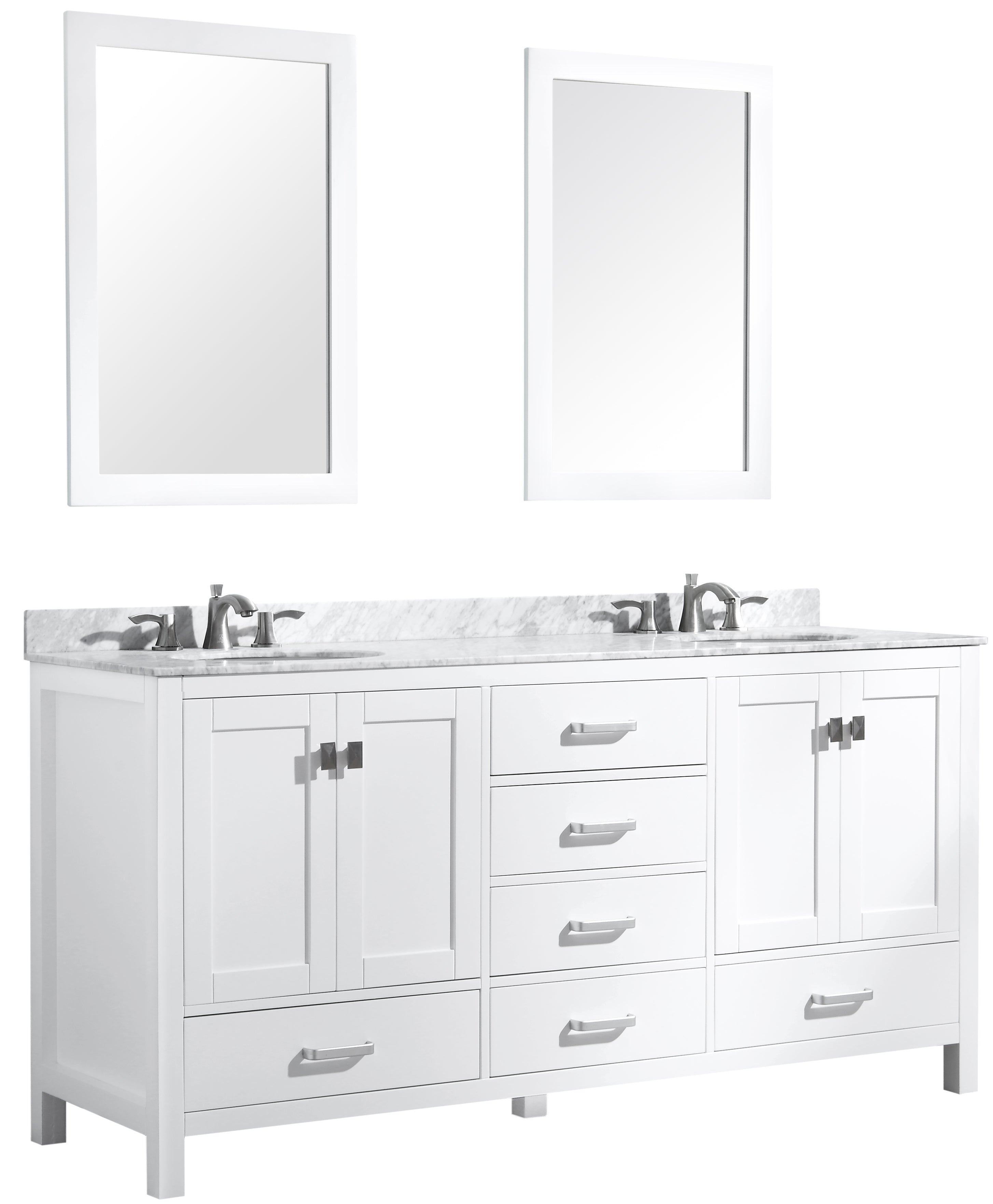 ANZZI Chateau 72 in. W x 22 in. D Bathroom Bath Vanity Set with Carrara Marble Top with White Sink ANZZI
