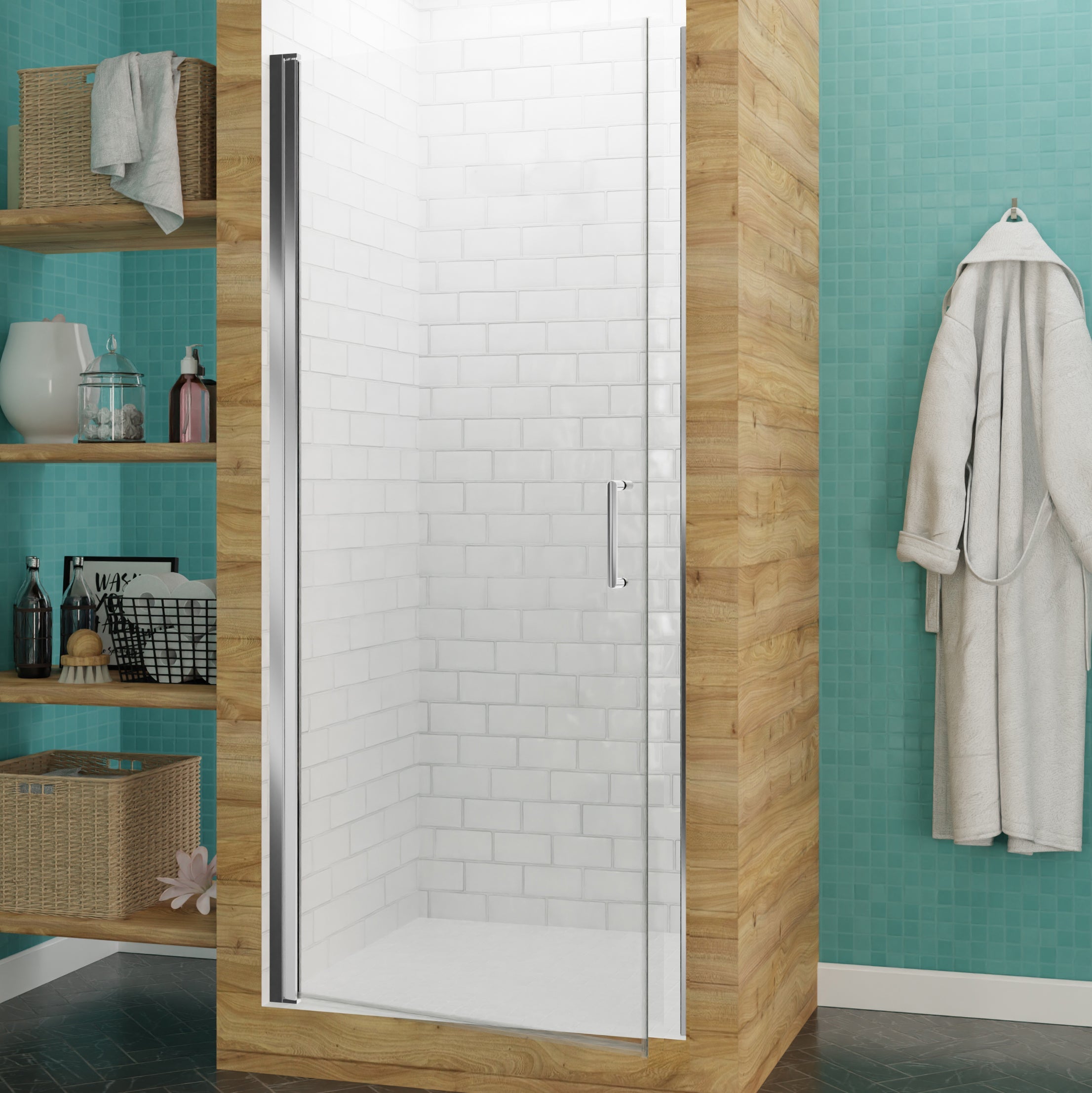 ANZZI Lancer 29 in. x 72 in. Semi-Frameless Shower Door with TSUNAMI GUARD ANZZI