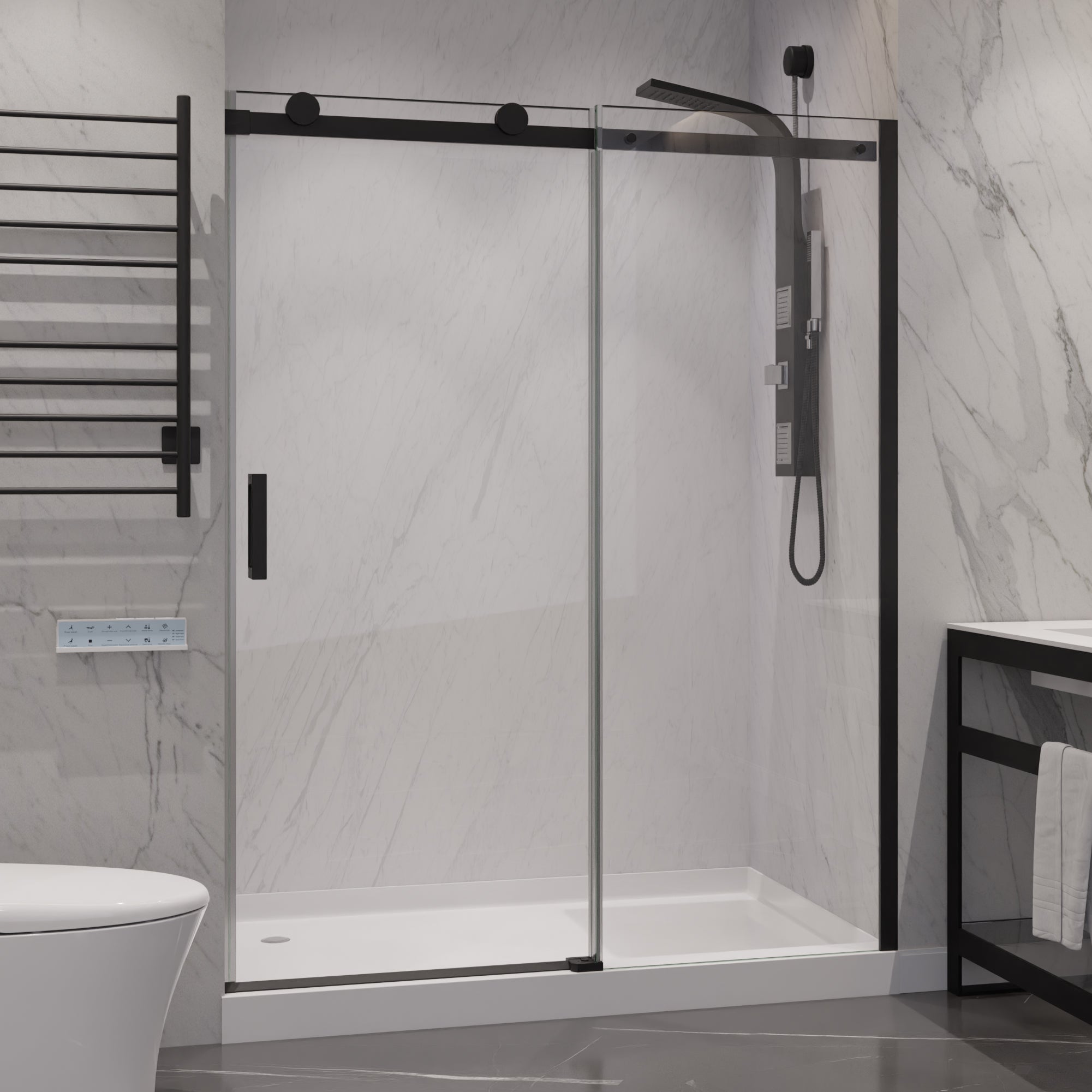 ANZZI Rhodes Series 48 in. x 76 in. Frameless Sliding Shower Door with Handle ANZZI