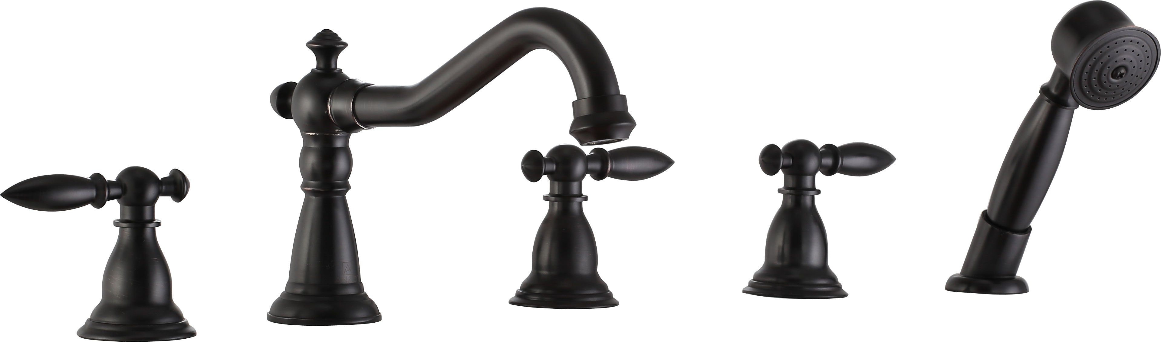 ANZZI Patriarch 2-Handle Deck-Mount Roman Tub Faucet with Handheld Sprayer ANZZI