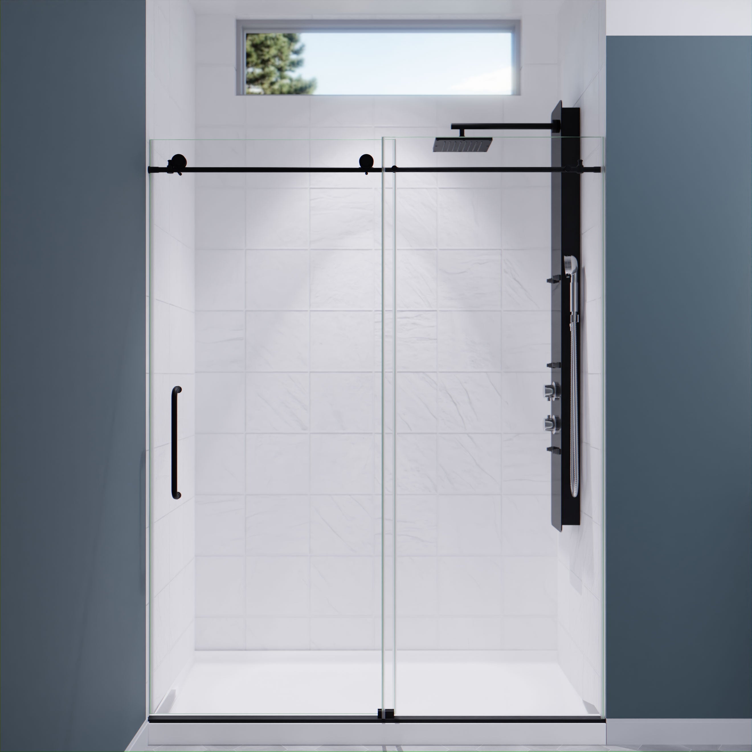 ANZZI Series 60 in. by 76 in. Frameless Sliding Shower Door with Handle ANZZI