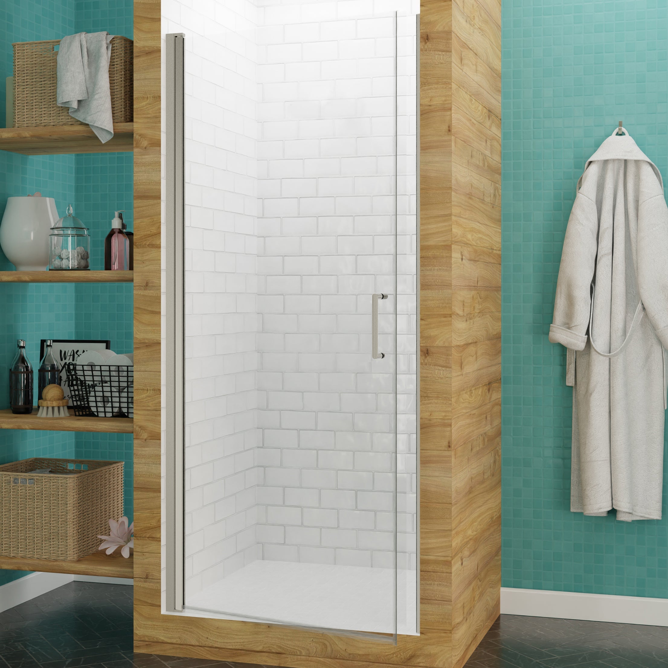 ANZZI Lancer 29 in. x 72 in. Semi-Frameless Shower Door with TSUNAMI GUARD ANZZI