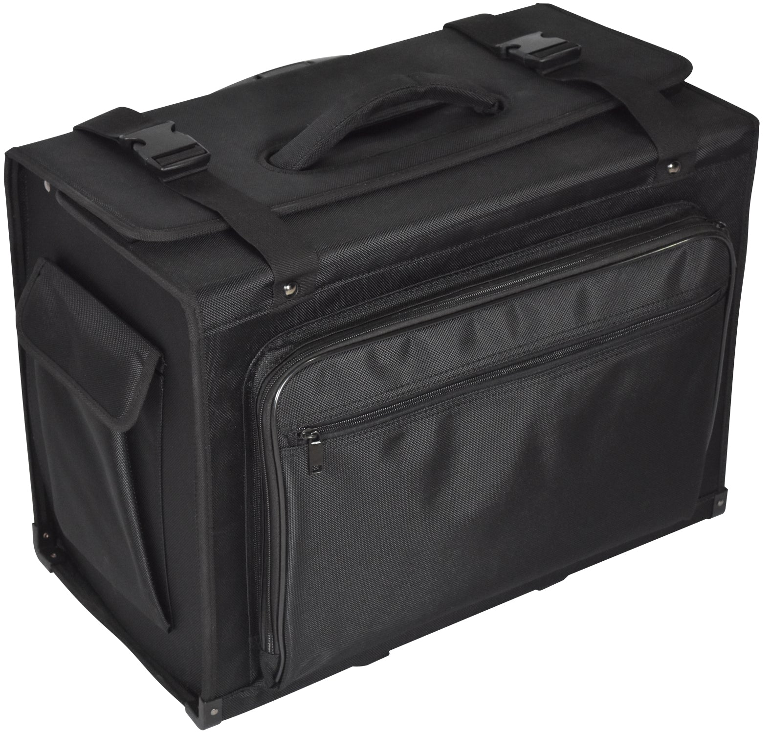 ANZZI JET BLACK Rolling 20†Catalog Briefcase Travel Bag on Wheels Attaché Case with Telescopic Arm ANZZI