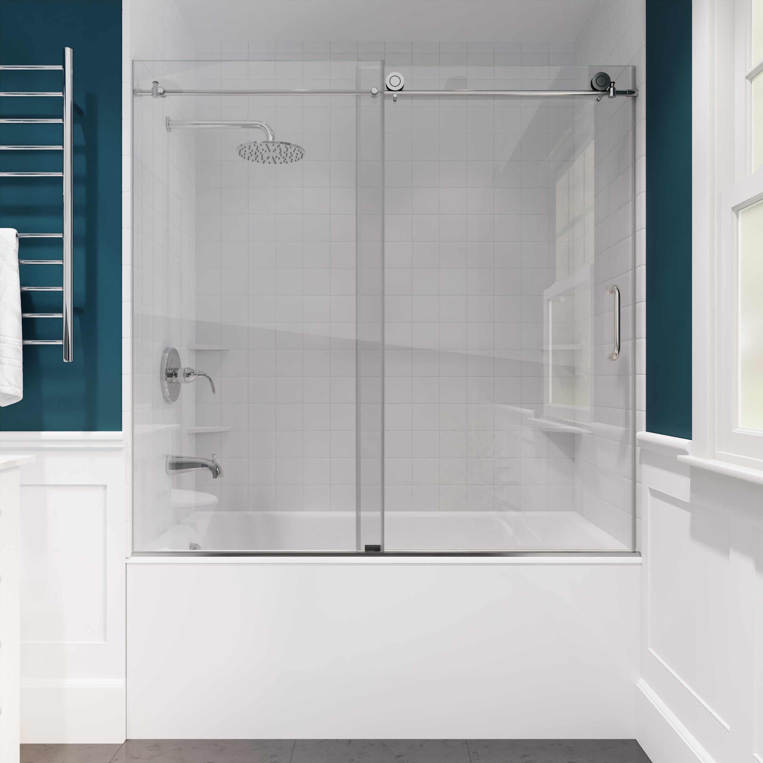 ANZZI Raymore Series 60 in. x 62 in. Frameless Sliding Tub Door ANZZI