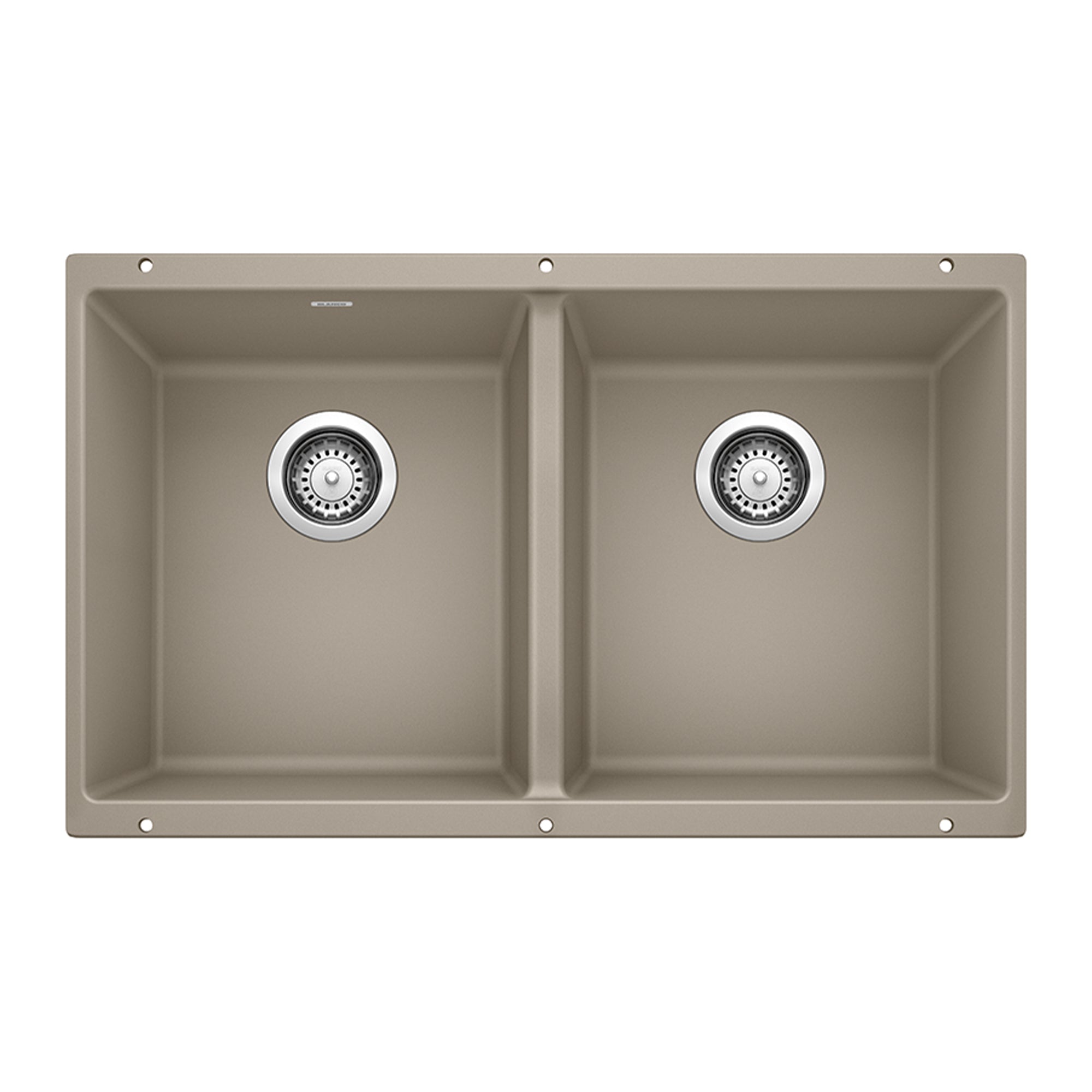 Blanco Precis SILGRANIT 29" 50/50 Double Bowl Undermount Kitchen Sink Blanco