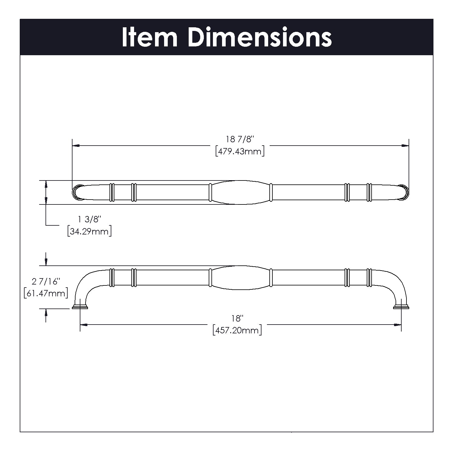 Hickory Hardware Williamsburg Appliance Pull 18 Inch Center to Center Hickory Hardware