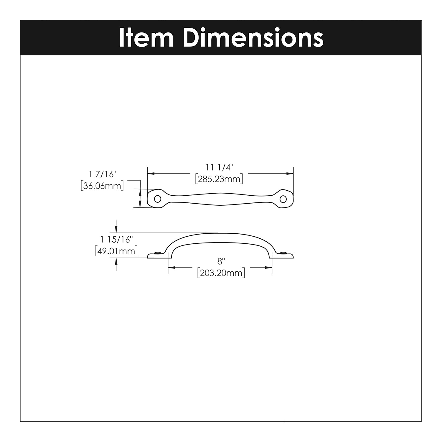 Hickory Hardware Refined Rustic Appliance Pull 8 Inch Center to Center Hickory Hardware