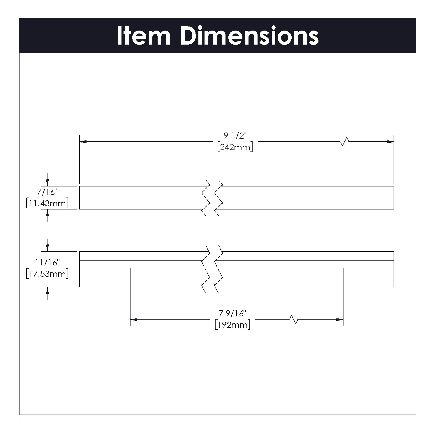 Hickory Hardware Streamline Pull 7-9/16 Inch (192mm) Center to Center Hickory Hardware