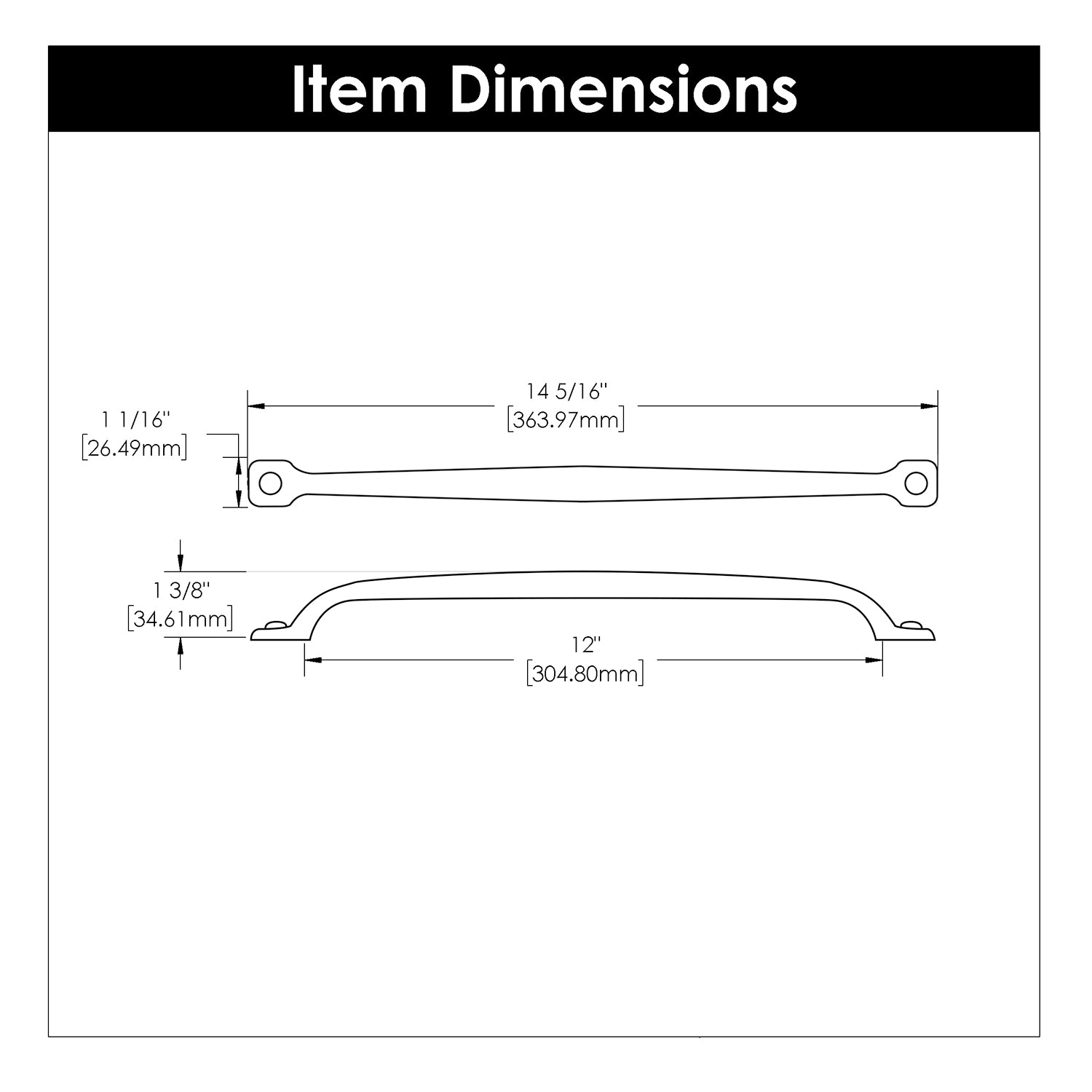 Hickory Hardware Refined Rustic Pull 12 Inch Center to Center Hickory Hardware