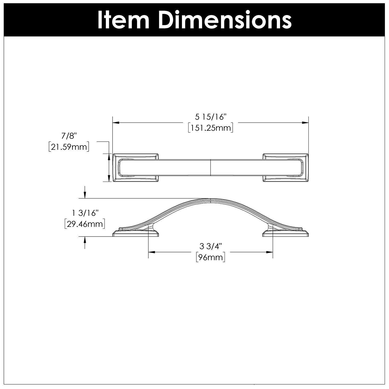 Hickory Hardware Dover Pull 3-3/4 Inch (96mm) Center to Center Hickory Hardware