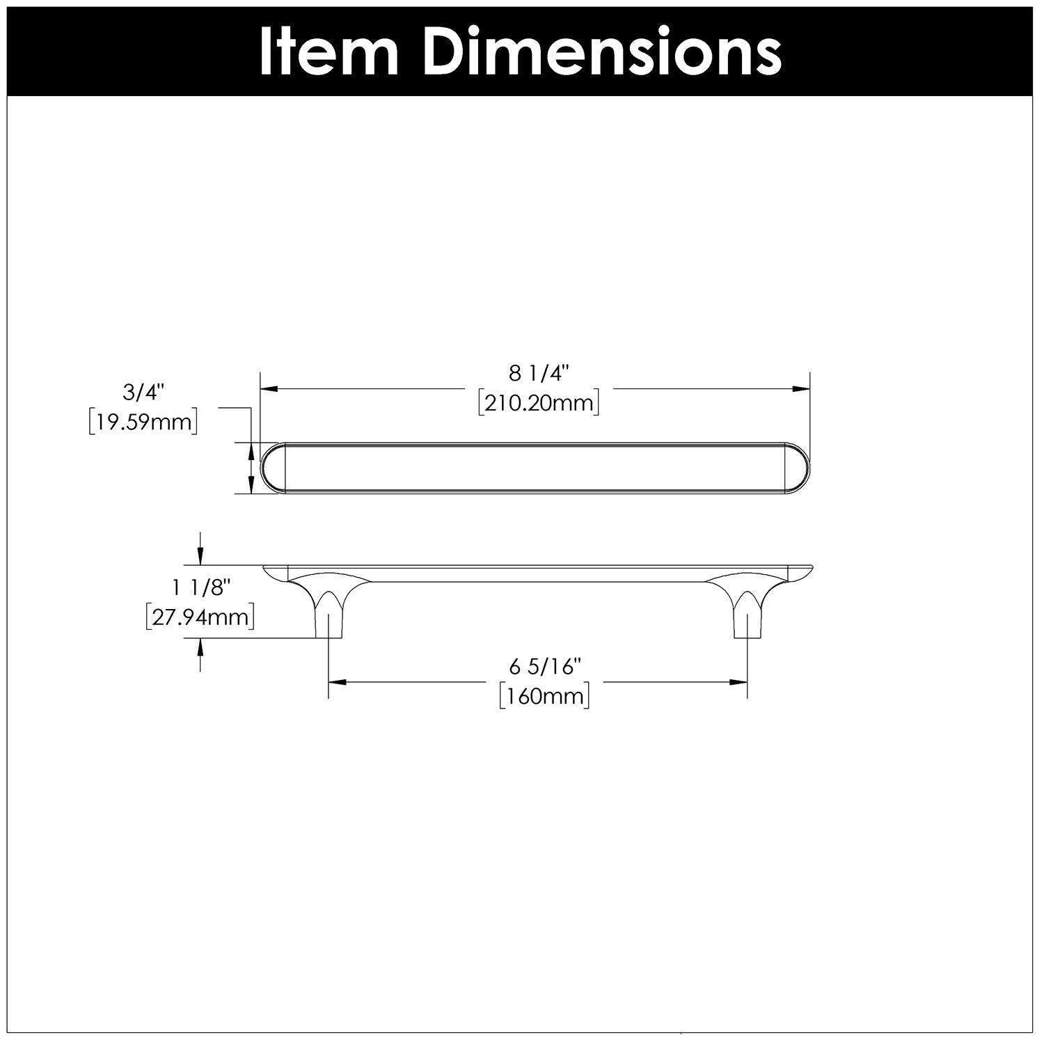 Hickory Hardware Maven Pull 6-5/16 Inch (160mm) Center to Center Hickory Hardware
